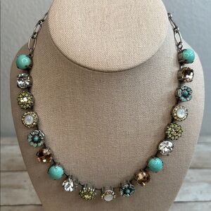 Mariana signed Swarovski crystals silver-tone mosaic necklace in Summer Palace